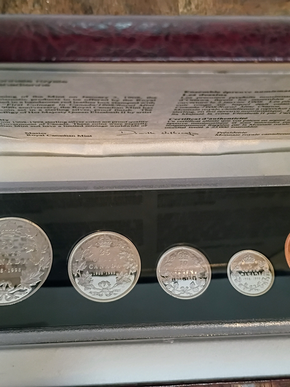 1908–1998 Silver Royal Canadian Mint 90th Anniversary  Proof Coin Set.